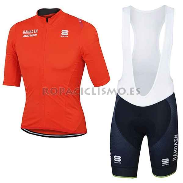 2017 Maillot Bahrain Merida tirantes mangas cortas naranja